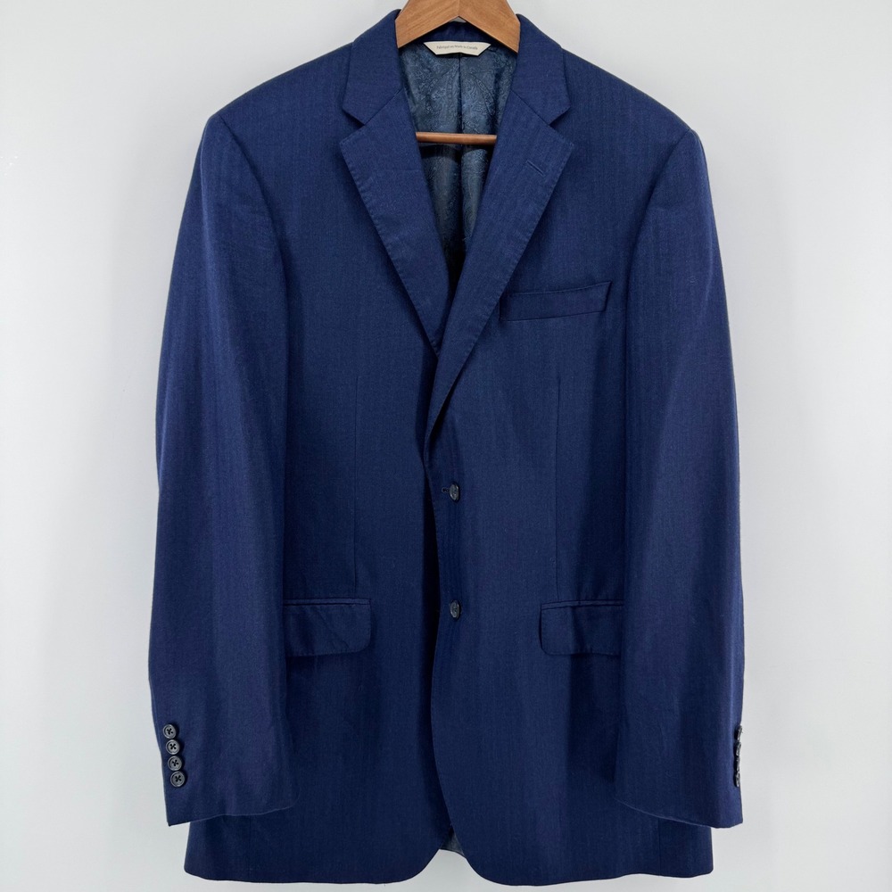 J.P. Tilford Samuelsohn Loro Piana Blazer Men 42L Blue Cashmere Silk Herringbone